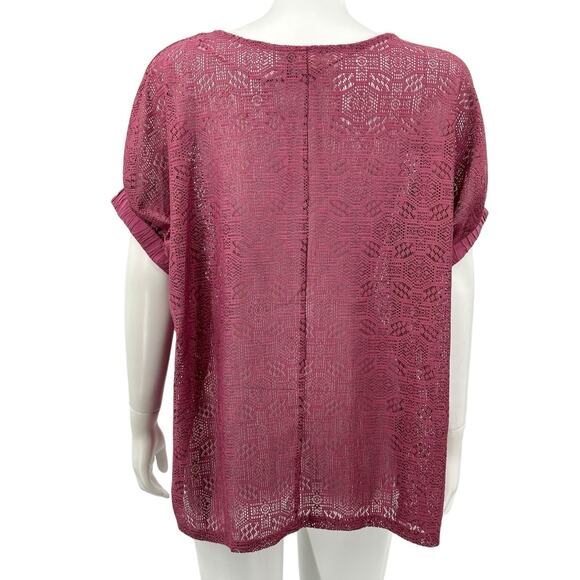 Akemi + Kin Anthropologie‎ Top Womens XS Small Bratton Lace Mauve Oversized Boho - Picture 5 of 8